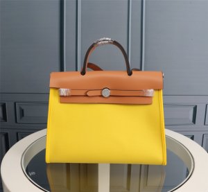HERMES HANDBAG CANVAS yellow HERMES HANDBAG CANVAS yellow