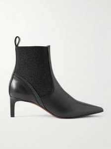 Bead-embellished leather and cashmere Chelsea boots Bead-embellished leather and cashmere Chelsea boots