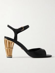 Nikla lizard-effect leather sandals Nikla lizard-effect leather sandals