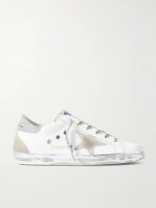 Superstar distressed suede and leather-trimmed canvas sneakers Superstar distressed suede and leather-trimmed canvas sneakers