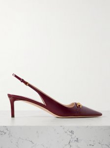 Embellished patent-leather slingback pumps Embellished patent-leather slingback pumps