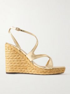 Ayla 110 metallic leather espadrille wedge sandals Ayla 110 metallic leather espadrille wedge sandals