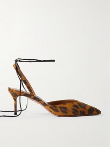 Beyond leather-trimmed leopard-print suede pumps Beyond leather-trimmed leopard-print suede pumps