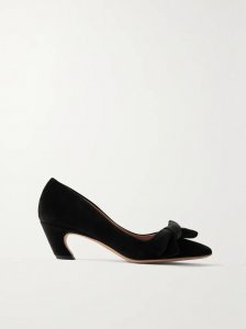 Oli bow-detailed velvet pumps Oli bow-detailed velvet pumps
