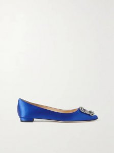 Hangisi embellished satin point-toe flats Hangisi embellished satin point-toe flats