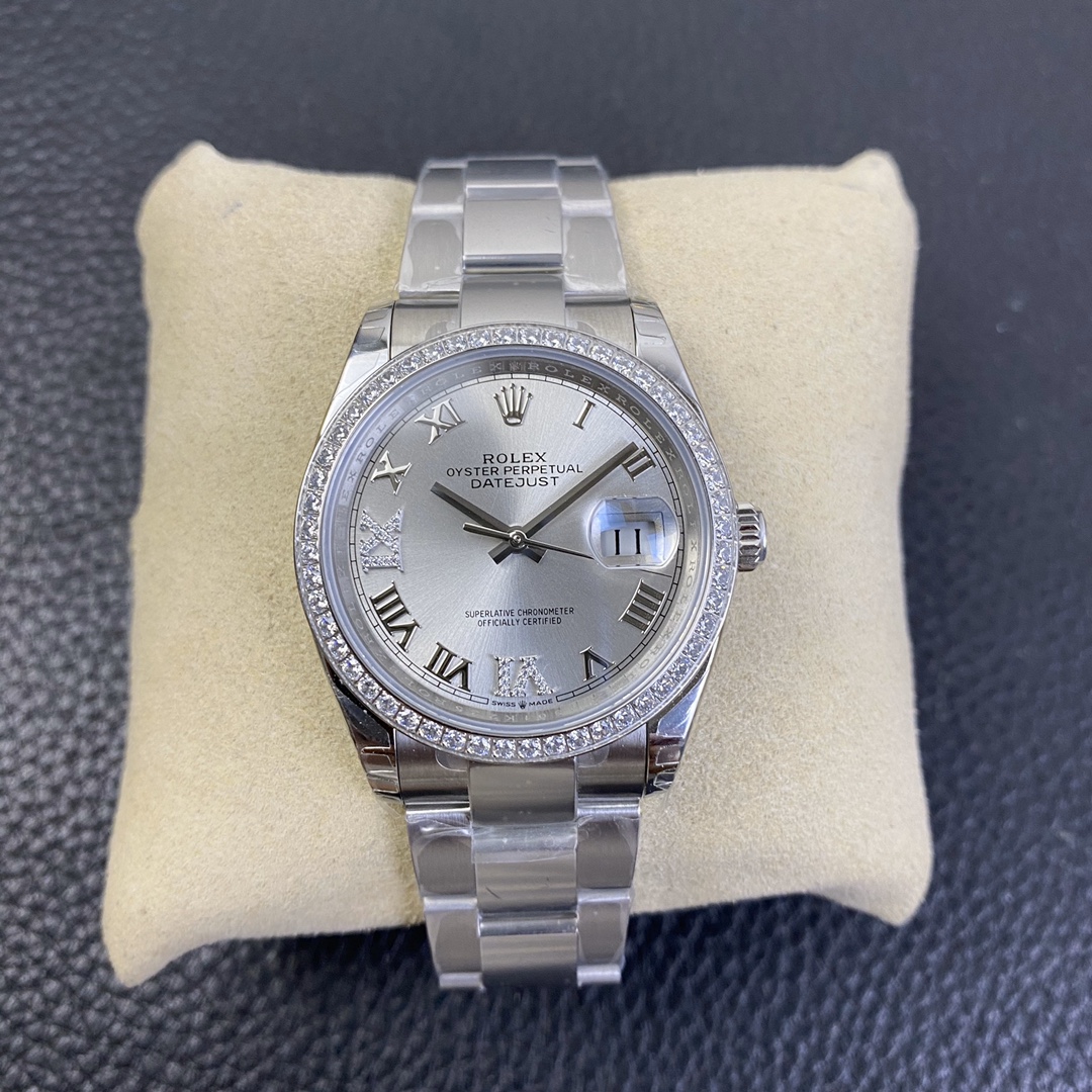 Rolex Datejust 36 Series, Top-of-the-Line Model with Gold Roman Numerals and Diamond Bezel Rolex Datejust 36 Series, Top-of-the-Line Model with Gold Roman Numerals and Diamond Bezel