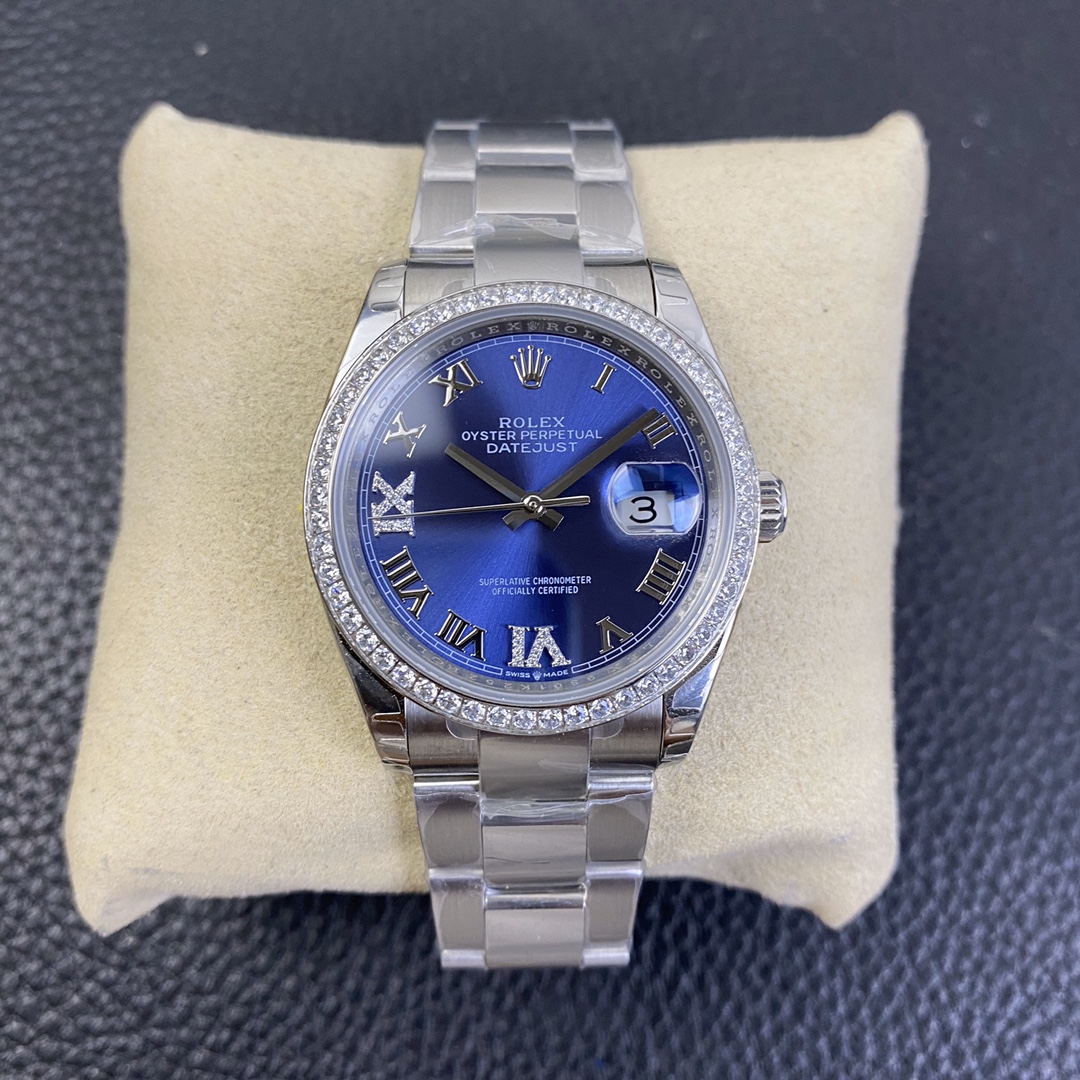 Rolex Datejust 36 Series, Top-of-the-Line Model with Gold Roman Numerals and Diamond Bezel Rolex Datejust 36 Series, Top-of-the-Line Model with Gold Roman Numerals and Diamond Bezel