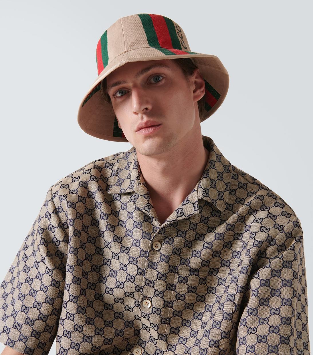 GucciLogo printed cotton canvas bucket hat GucciLogo printed cotton canvas bucket hat