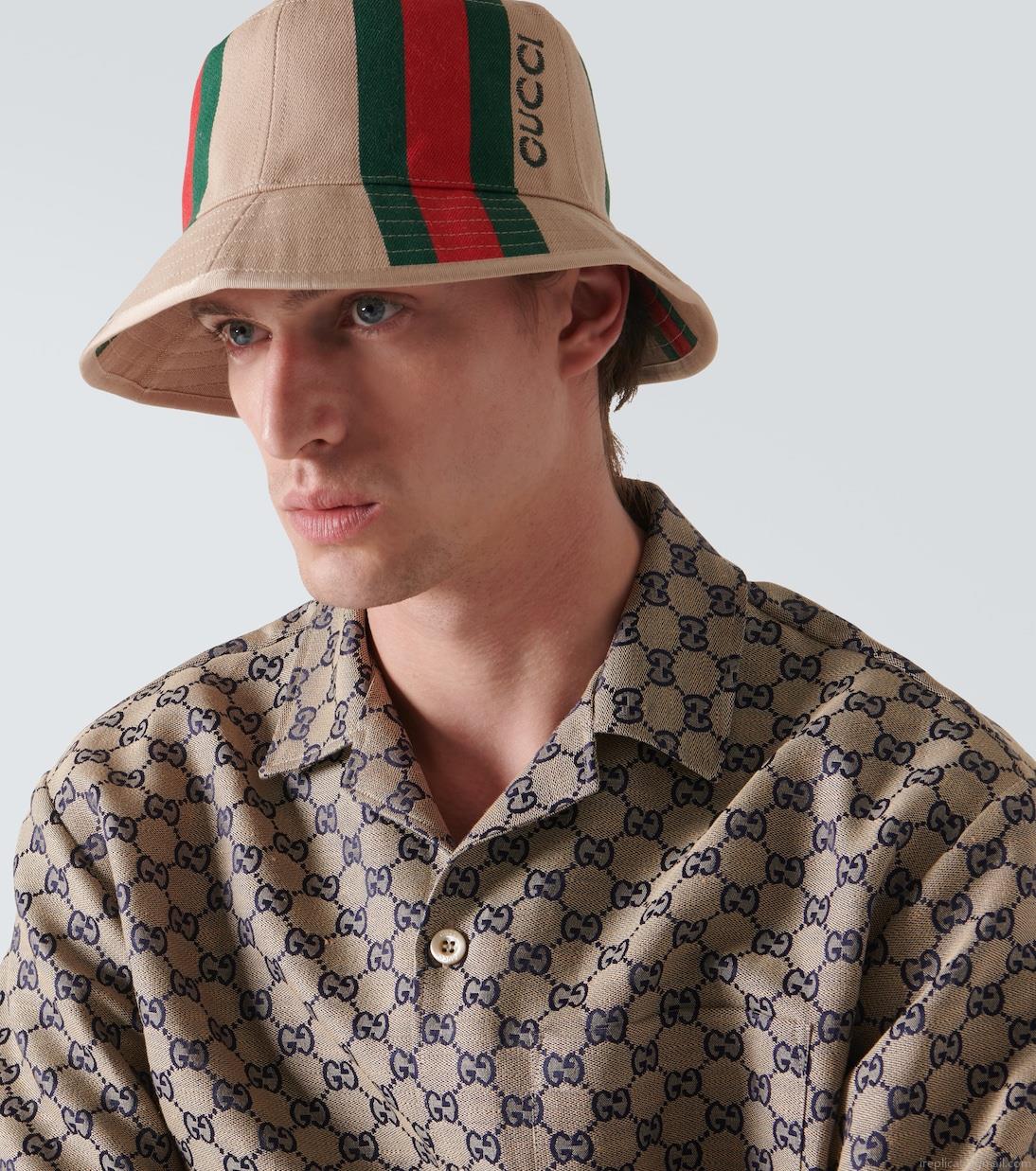 GucciLogo printed cotton canvas bucket hat GucciLogo printed cotton canvas bucket hat