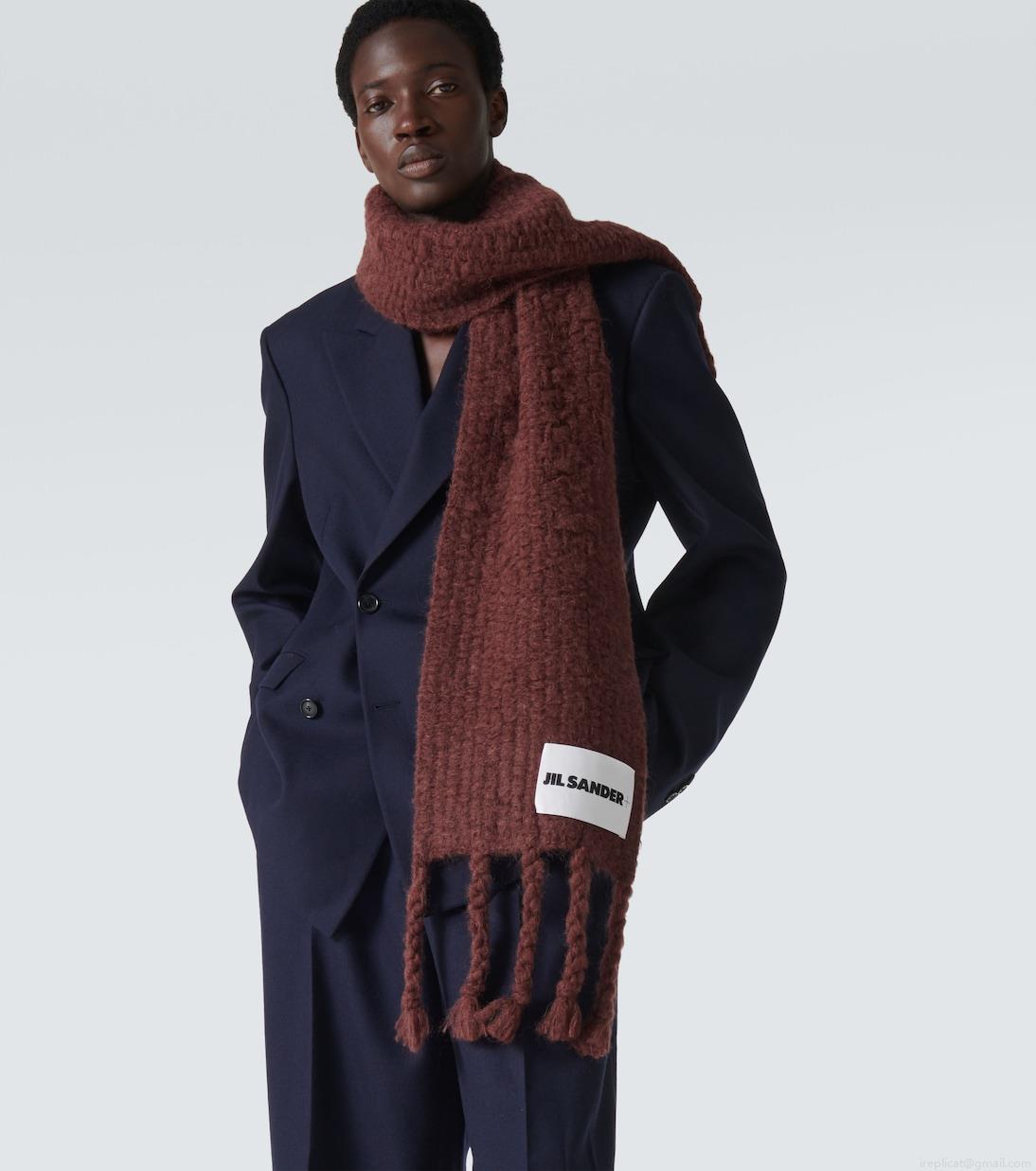 Jil SanderLogo mohair and alpaca-blend scarf Jil SanderLogo mohair and alpaca-blend scarf