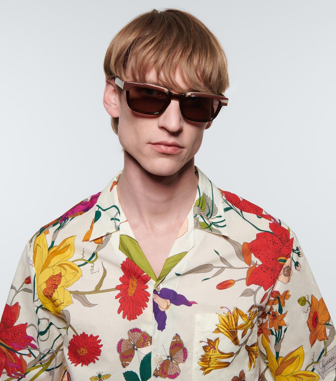 GucciRectangle-frame acetate sunglasses