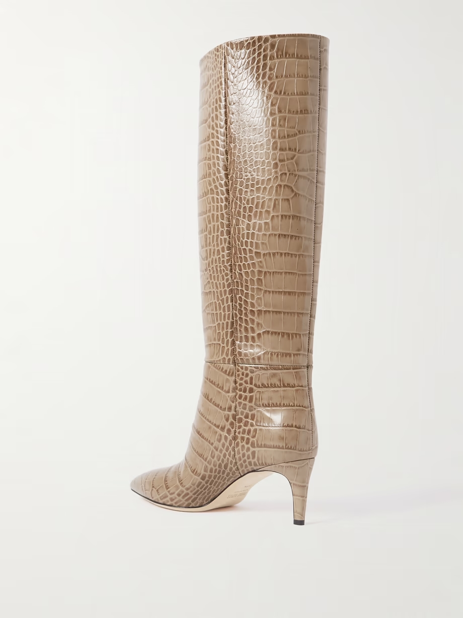 Stiletto croc-effect leather knee boots Stiletto croc-effect leather knee boots