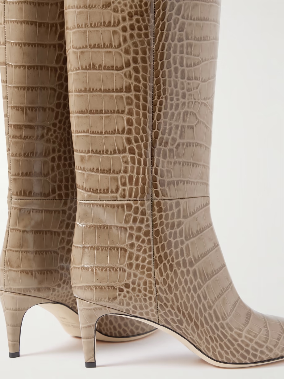 Stiletto croc-effect leather knee boots Stiletto croc-effect leather knee boots