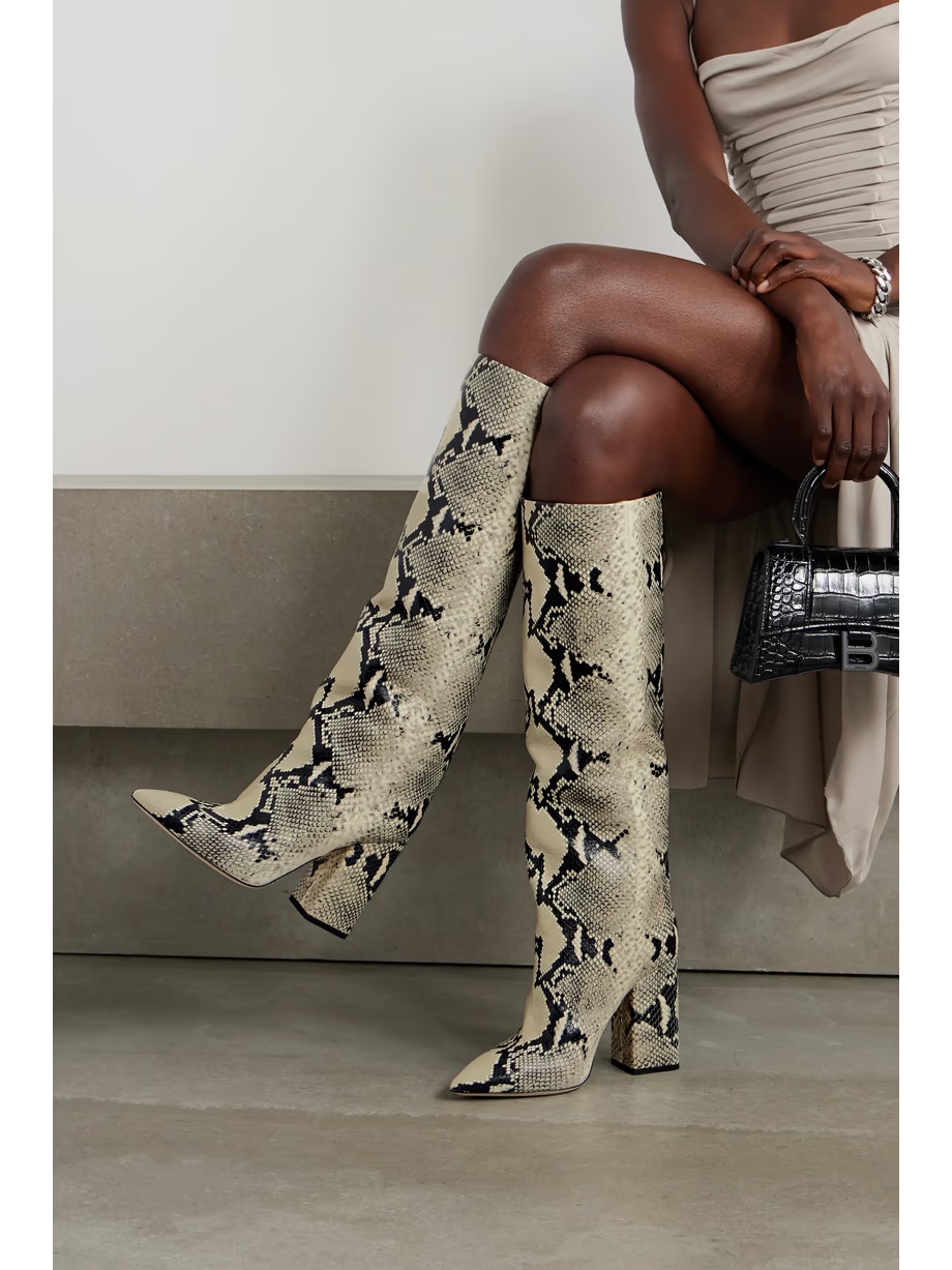 Anja snake-effect leather knee boots Anja snake-effect leather knee boots