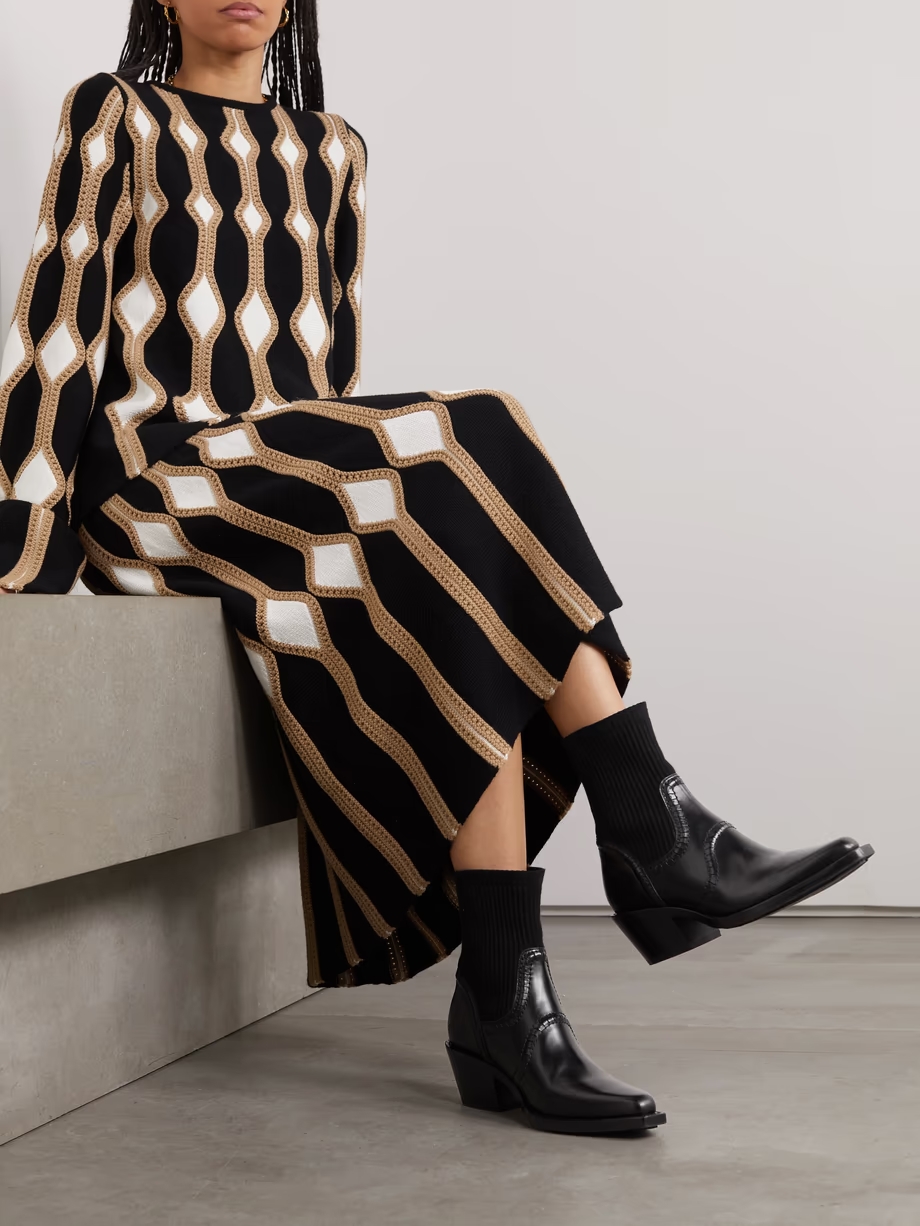Nellie leather and ribbed cashmere-blend ankle boots Nellie leather and ribbed cashmere-blend ankle boots