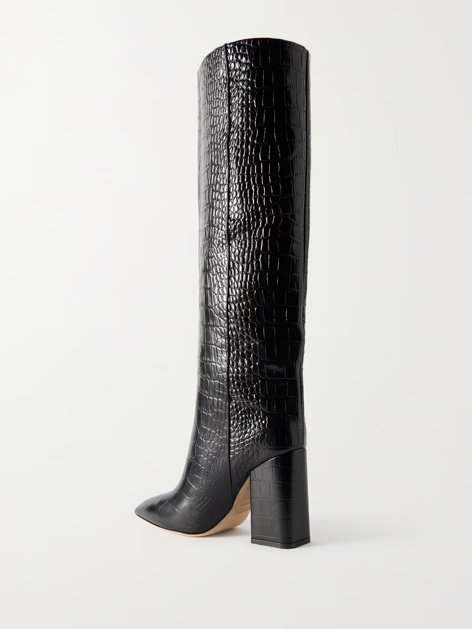 Anja croc-effect leather knee boots Anja croc-effect leather knee boots