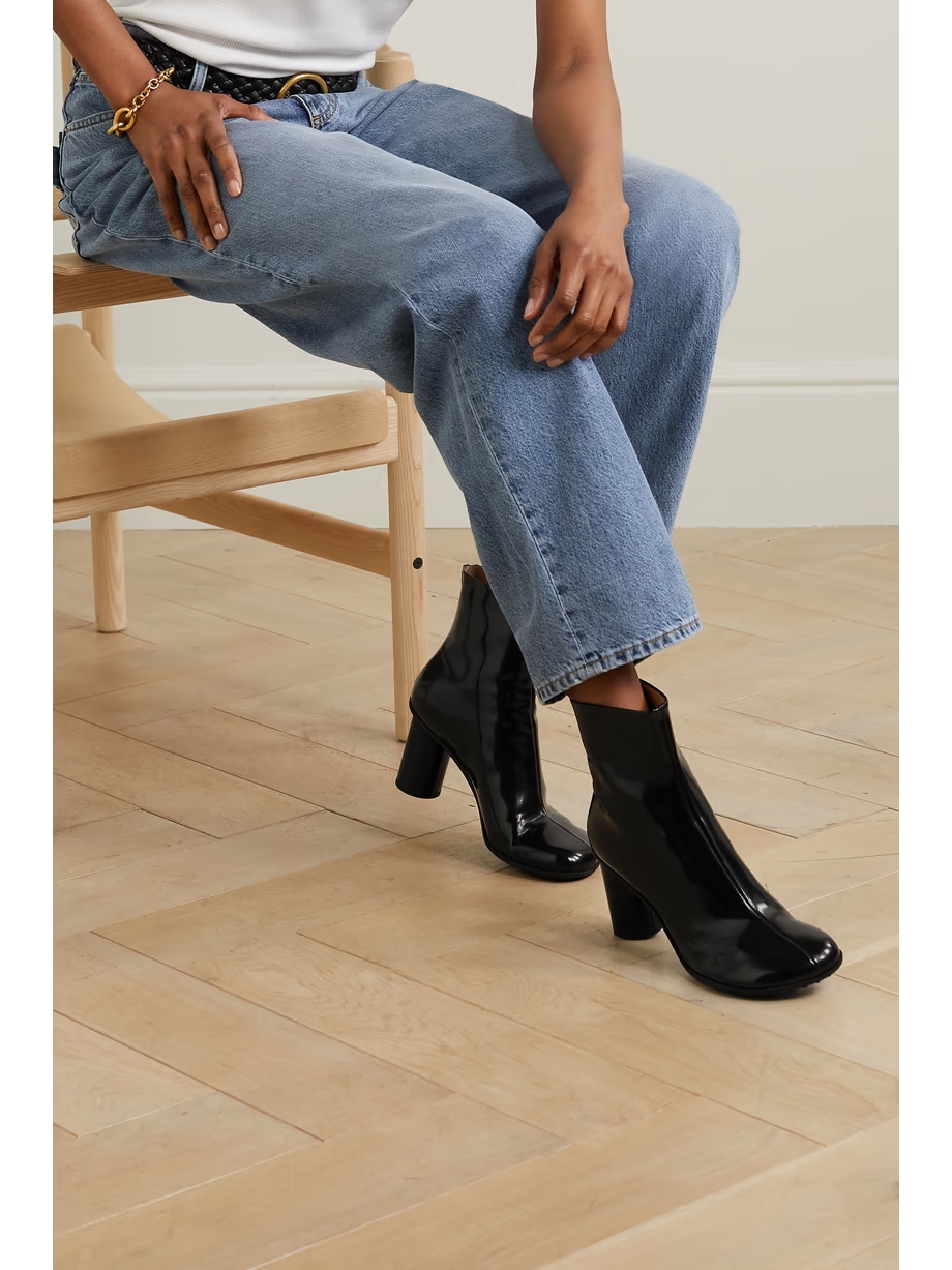 Atomic glossed-leather ankle boots Atomic glossed-leather ankle boots