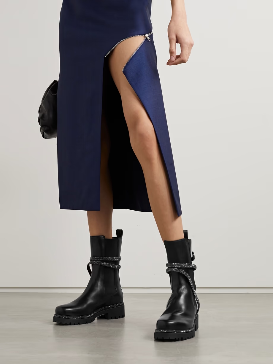 Cleo crystal-embellished leather Chelsea boots Cleo crystal-embellished leather Chelsea boots