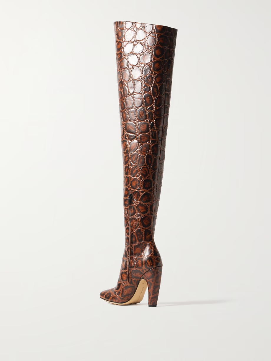 Canalazzo croc-effect leather over-the-knee boots Canalazzo croc-effect leather over-the-knee boots