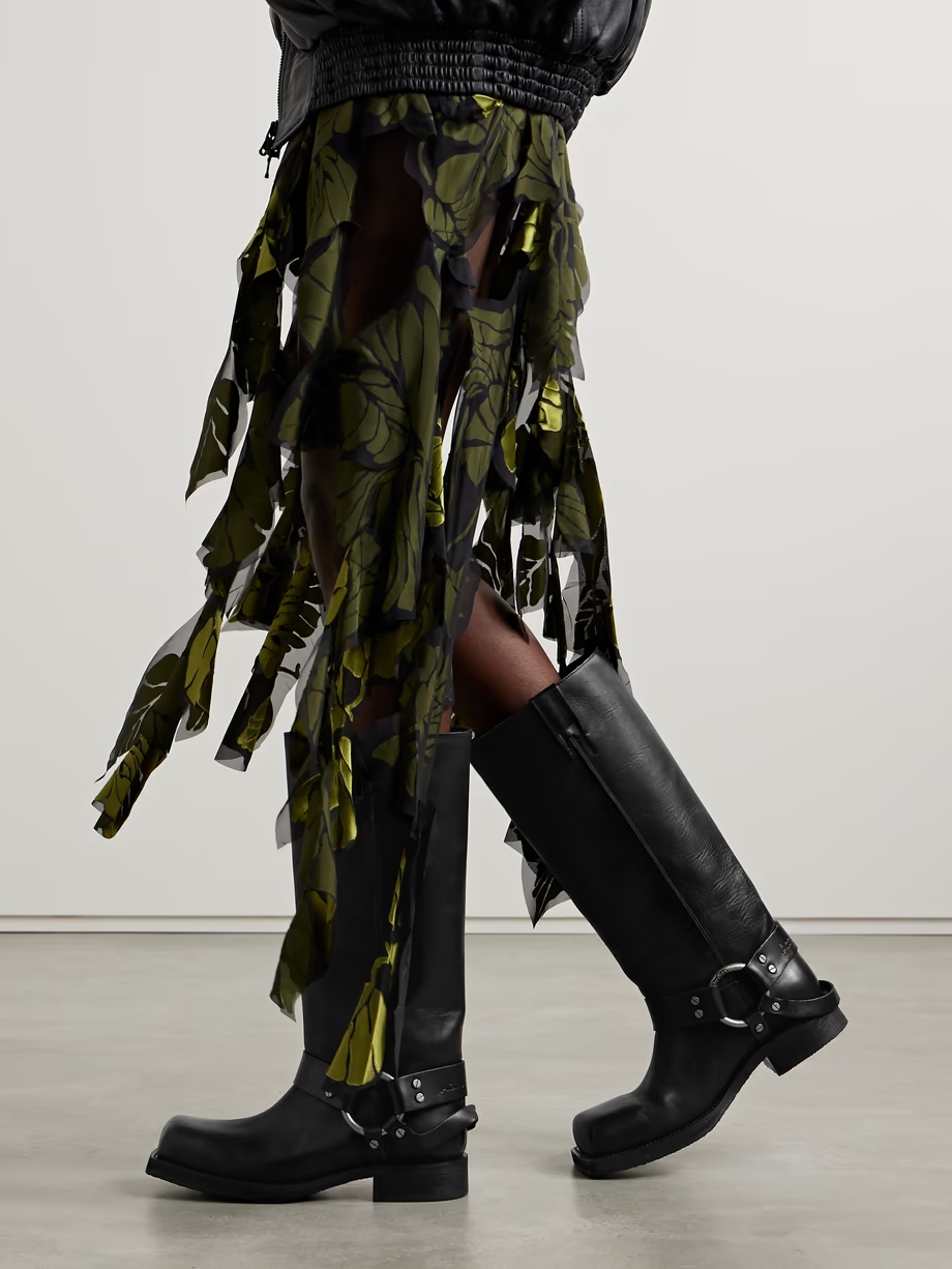 + NET SUSTAIN embellished leather knee boots + NET SUSTAIN embellished leather knee boots