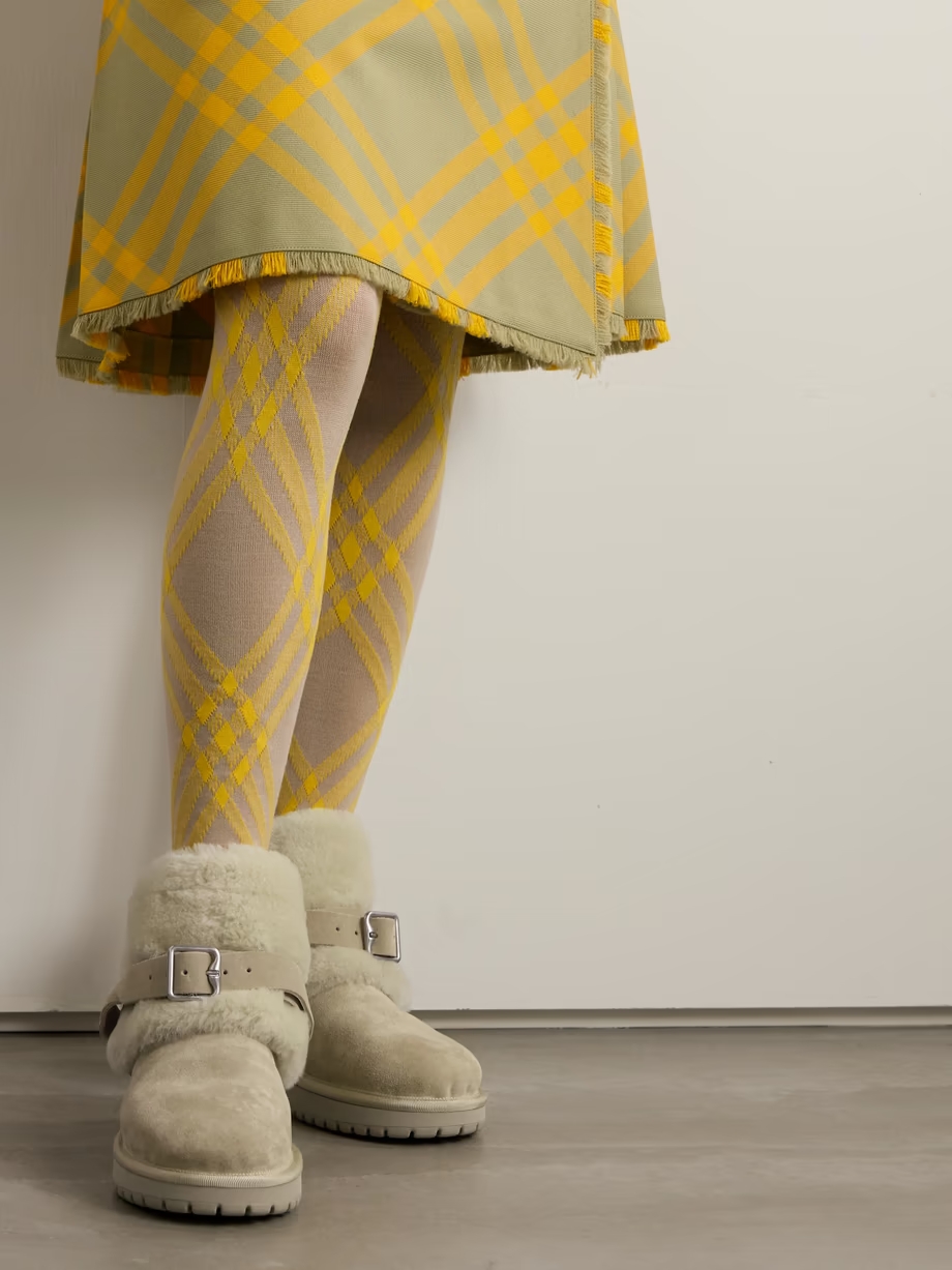 Embellished shearling and suede boots Embellished shearling and suede boots