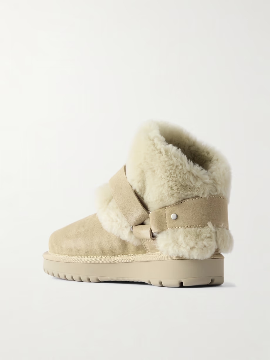 Embellished shearling and suede boots Embellished shearling and suede boots