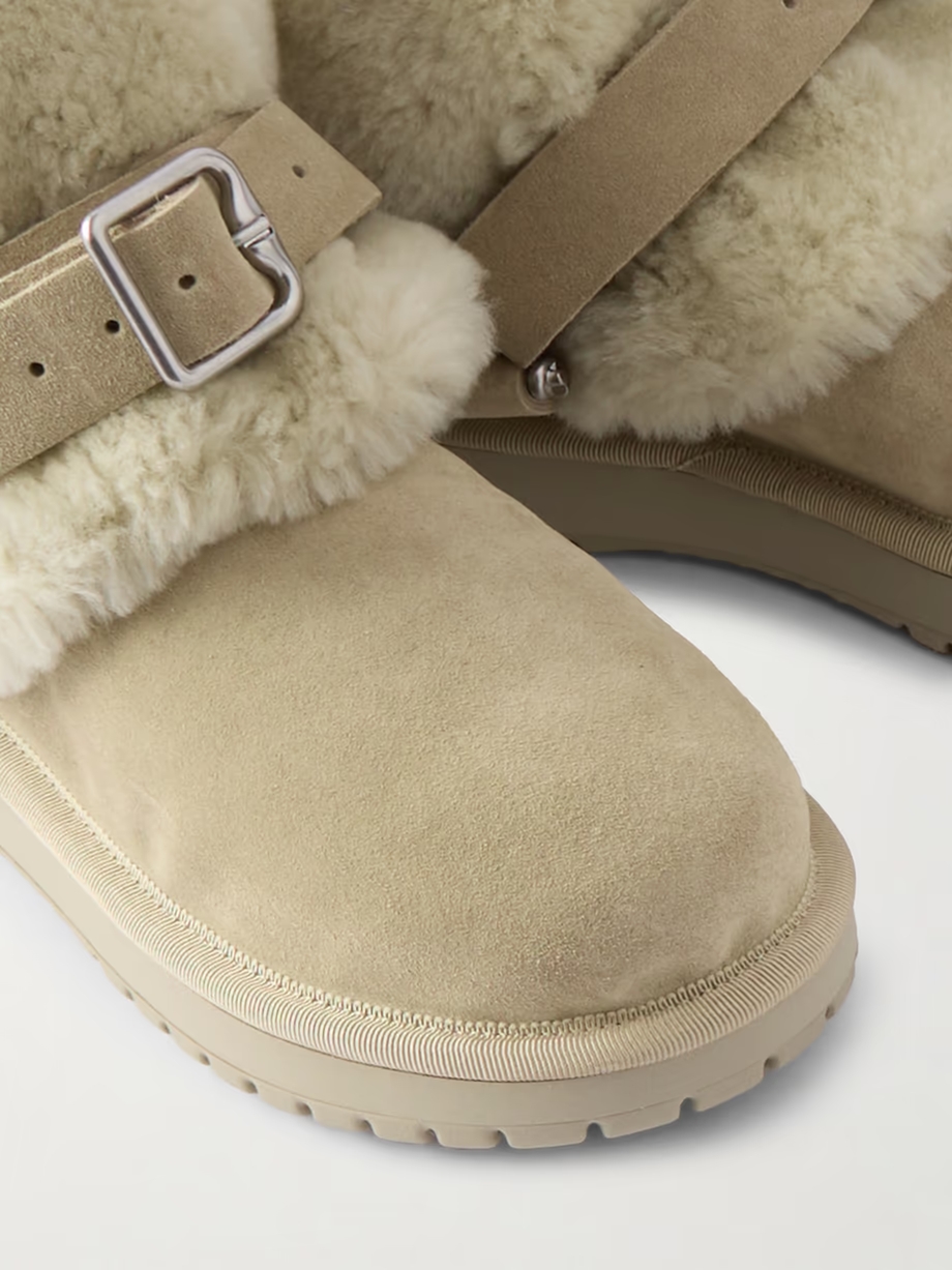 Embellished shearling and suede boots Embellished shearling and suede boots