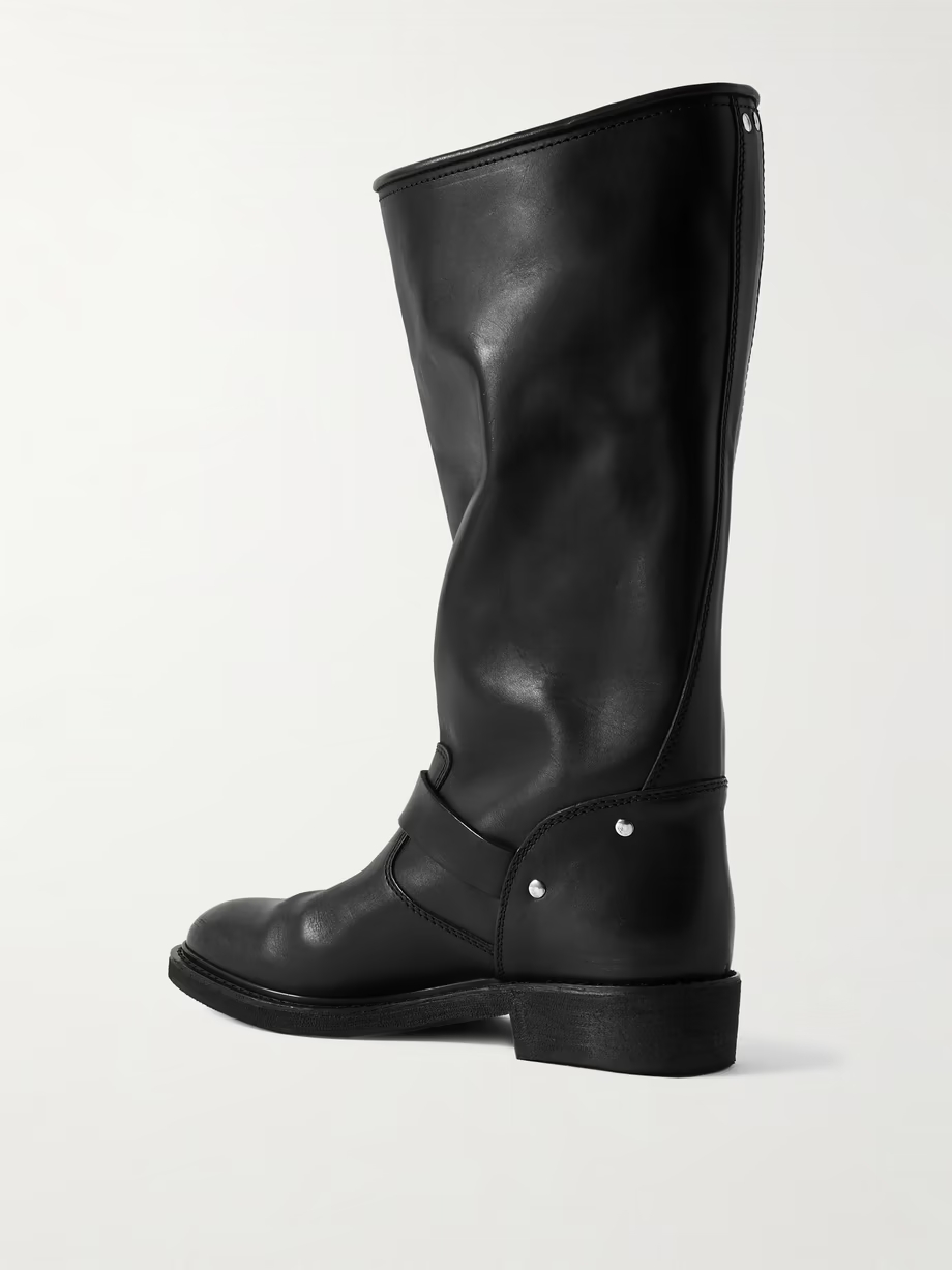 Buckled leather knee boots Buckled leather knee boots