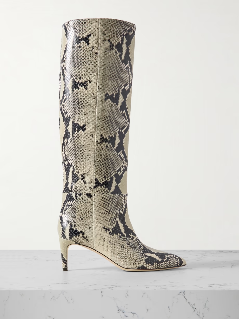 Stiletto snake-effect leather knee boots Stiletto snake-effect leather knee boots