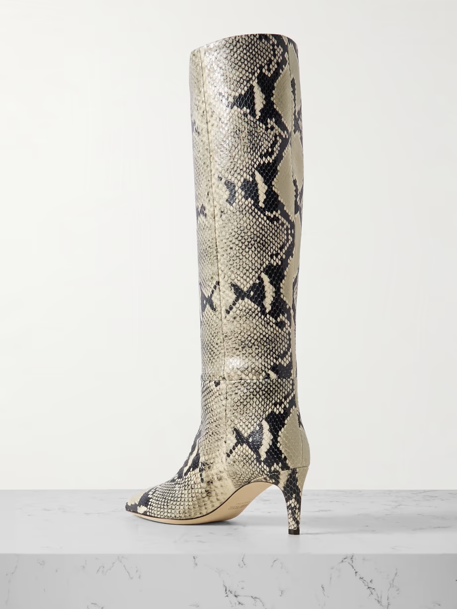 Stiletto snake-effect leather knee boots Stiletto snake-effect leather knee boots