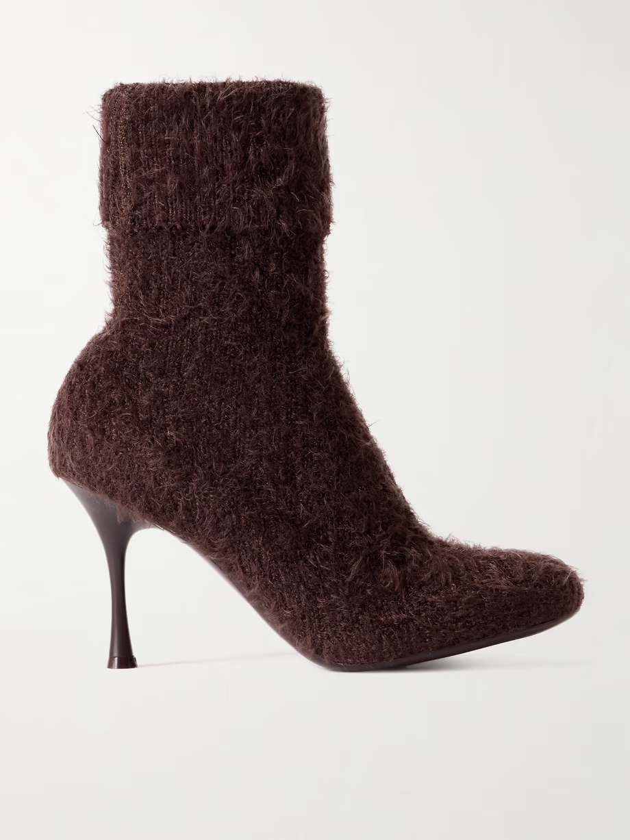 Aspen 95 brushed ribbed-knit ankle boots Aspen 95 brushed ribbed-knit ankle boots