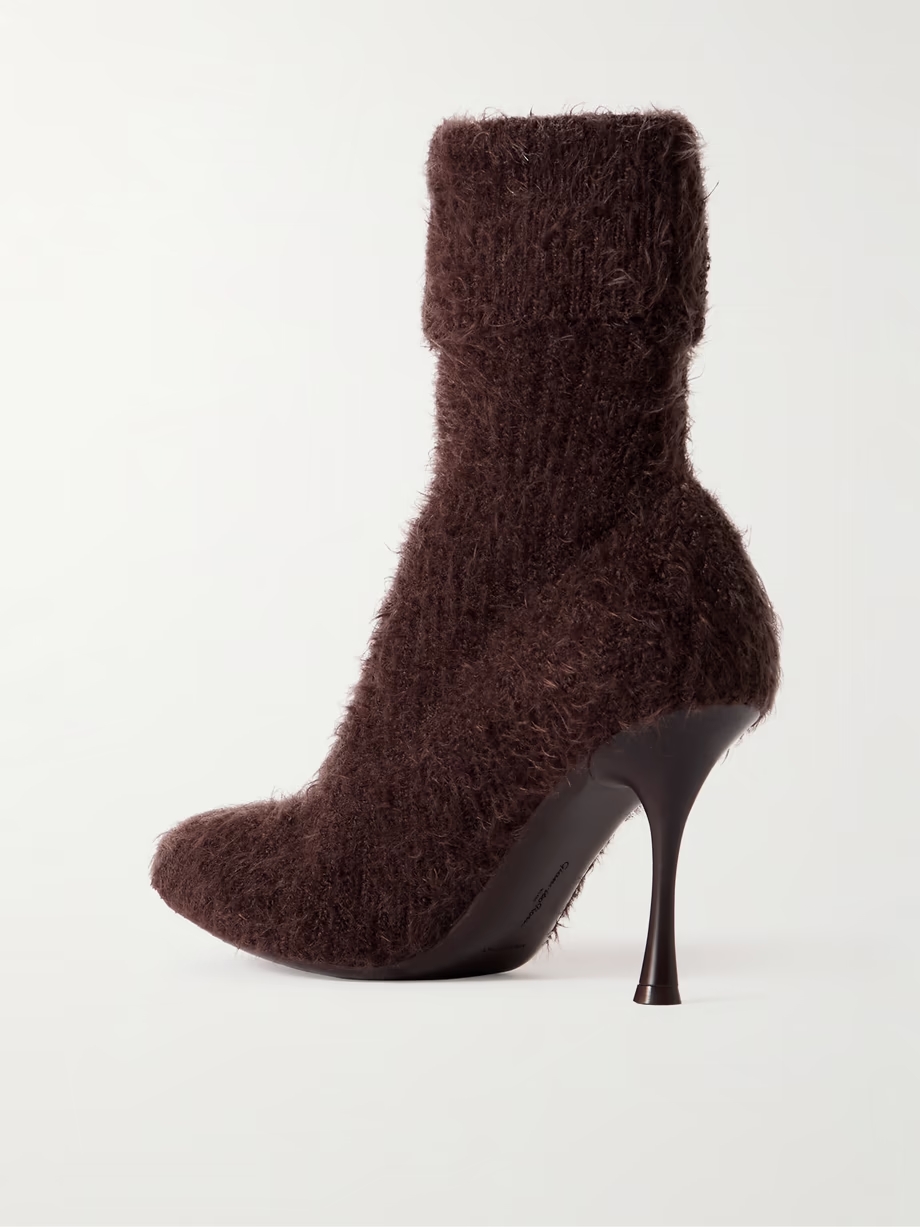 Aspen 95 brushed ribbed-knit ankle boots Aspen 95 brushed ribbed-knit ankle boots