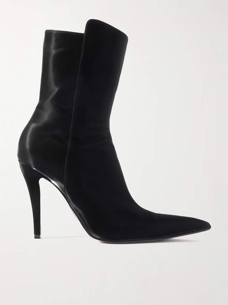 PU-coated crepe ankle boots PU-coated crepe ankle boots