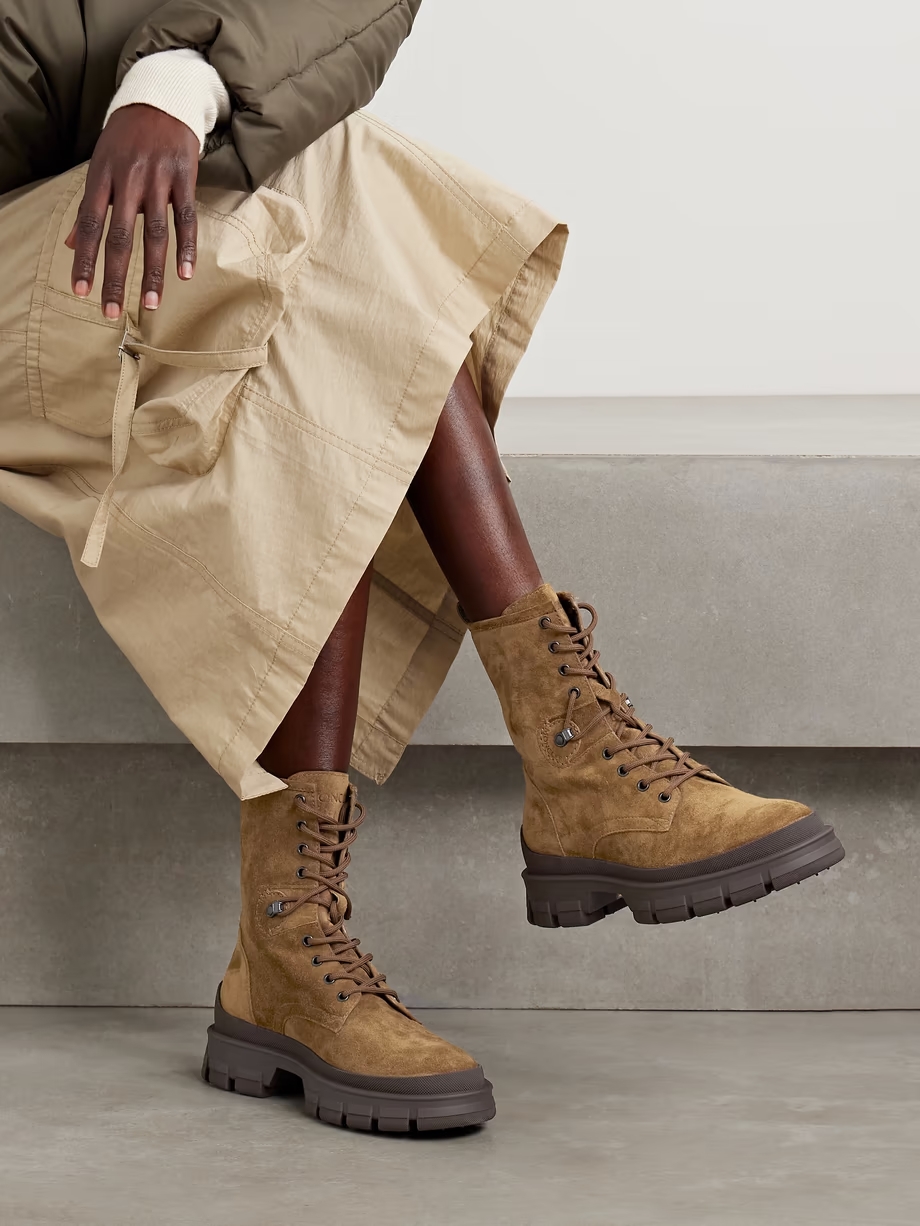 Hevea rubber-trimmed suede ankle boots Hevea rubber-trimmed suede ankle boots