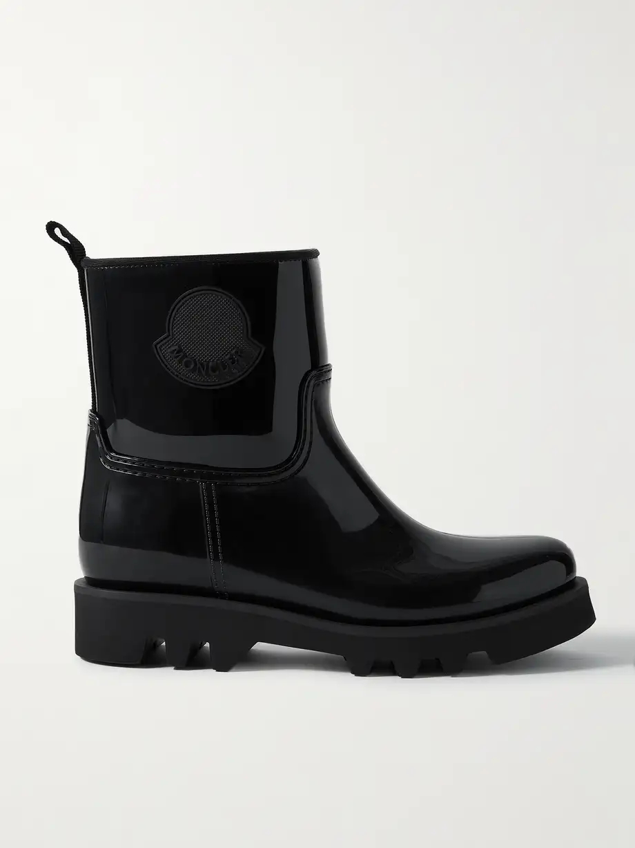 Ginette logo-appliquéd glossed-rubber rain boots Ginette logo-appliquéd glossed-rubber rain boots