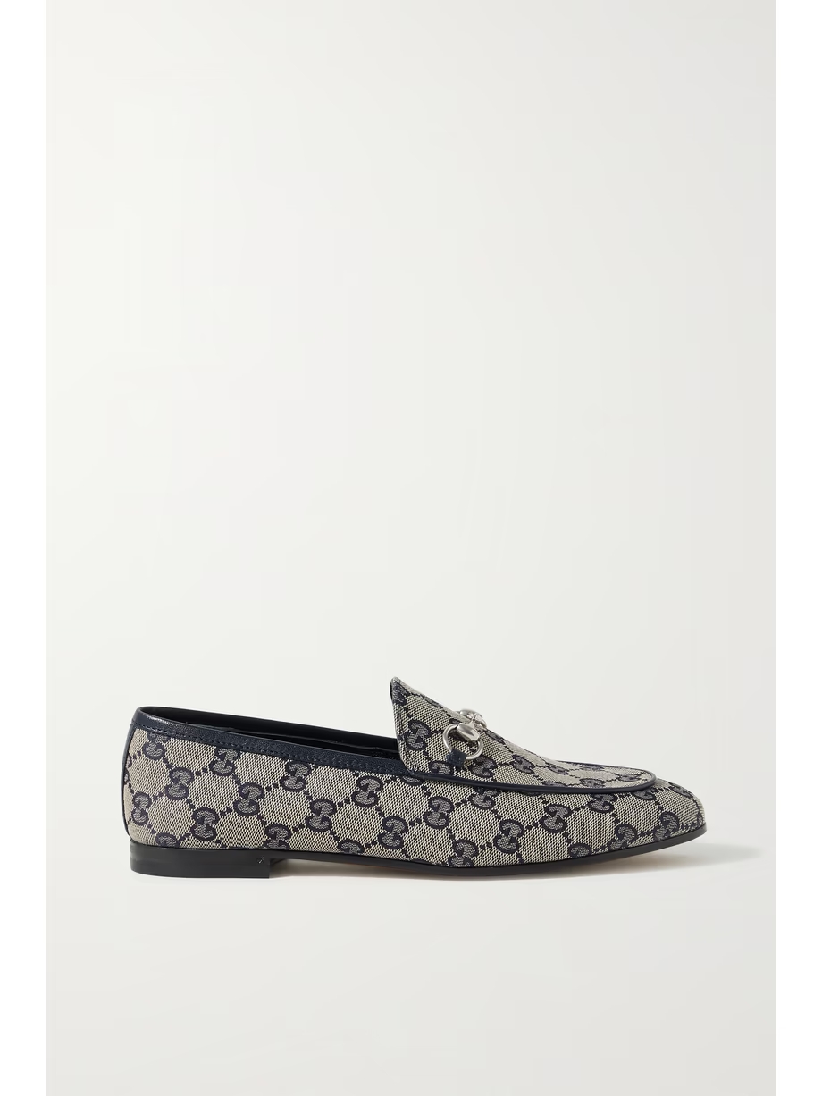 Jordaan horsebit-detailed leather-trimmed printed coated-canvas loafers Jordaan horsebit-detailed leather-trimmed printed coated-canvas loafers