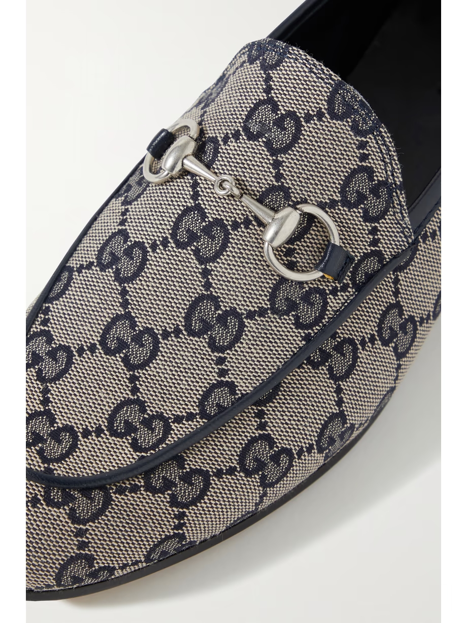 Jordaan horsebit-detailed leather-trimmed printed coated-canvas loafers Jordaan horsebit-detailed leather-trimmed printed coated-canvas loafers