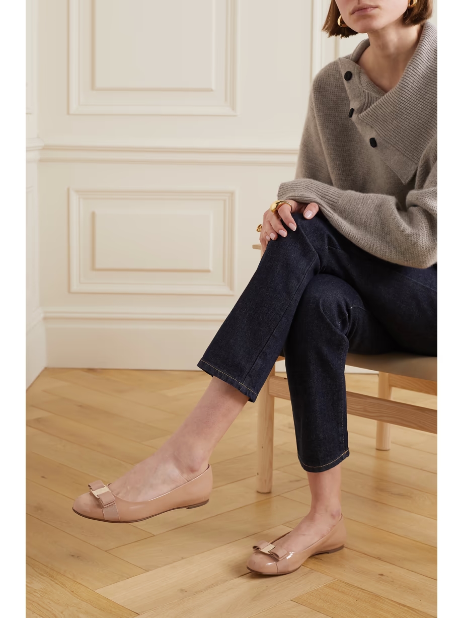Varina bow-embellished patent-leather ballet flats Varina bow-embellished patent-leather ballet flats
