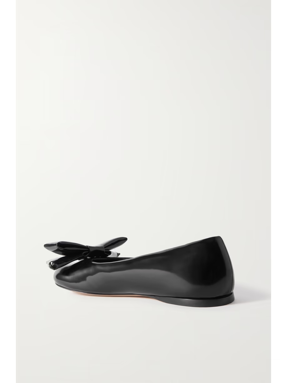 Puffy bow-detailed glossed-leather ballet flats Puffy bow-detailed glossed-leather ballet flats