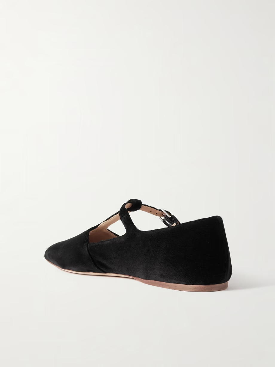 + NET SUSTAIN Lola Ballerina organic cotton-velvet Mary Jane point-toe flats + NET SUSTAIN Lola Ballerina organic cotton-velvet Mary Jane point-toe flats