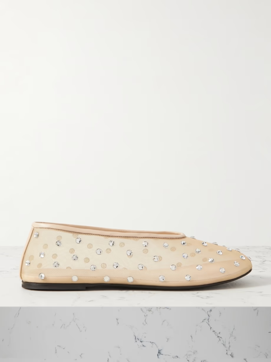 Marcy crystal-embellished mesh ballet flats Marcy crystal-embellished mesh ballet flats