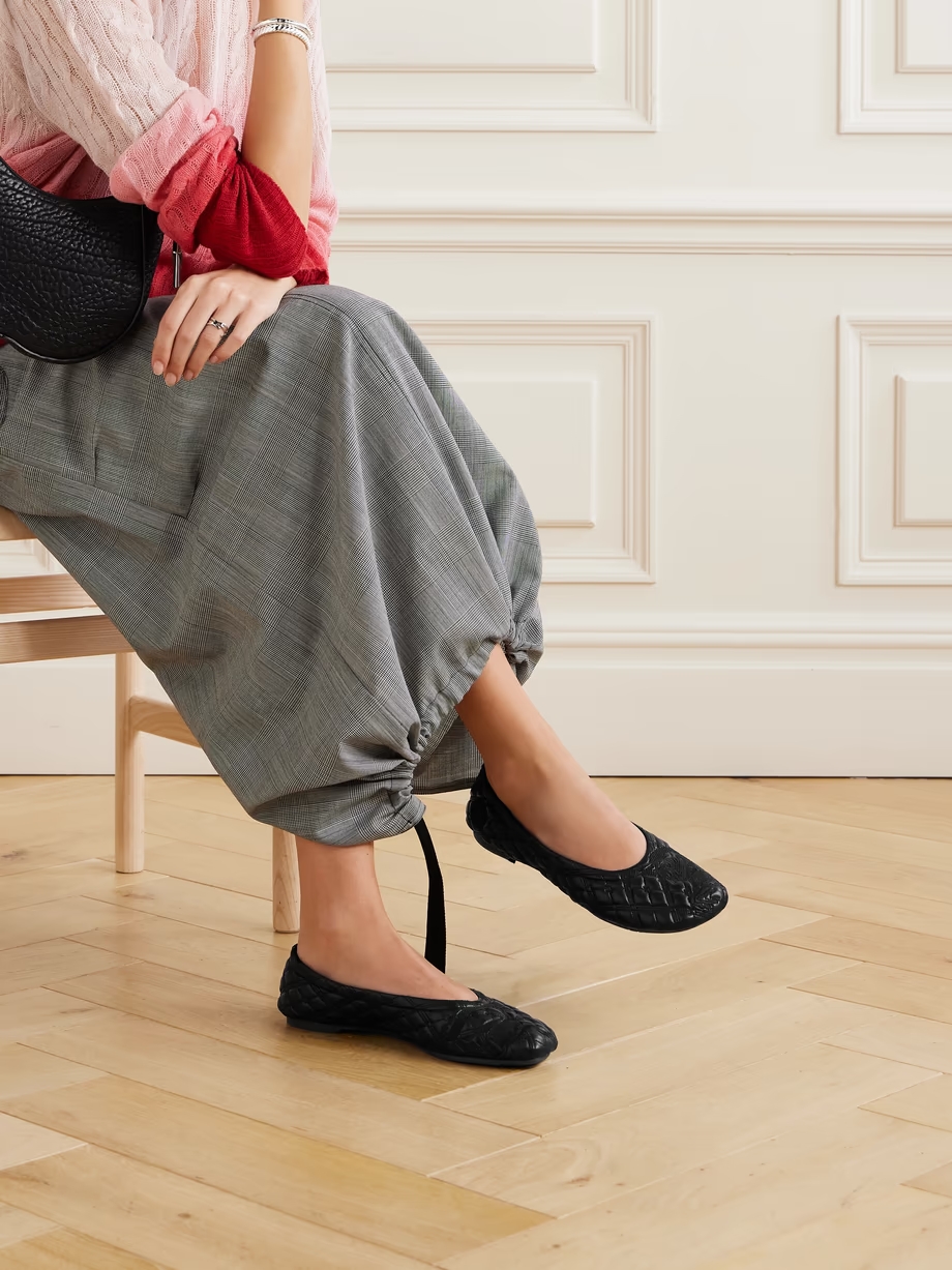 Embroidered quilted leather ballet flats Embroidered quilted leather ballet flats