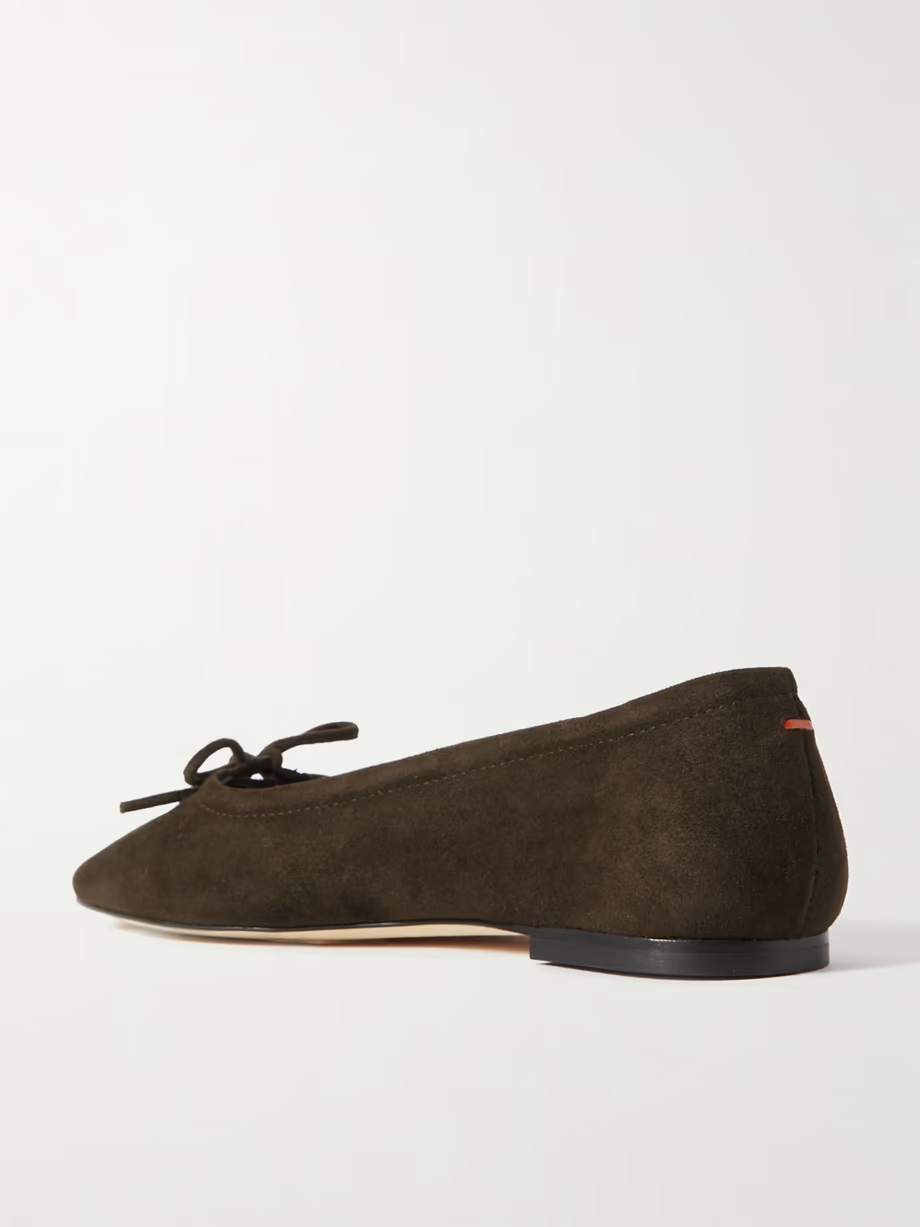 Delfina bow-detailed suede ballet flats Delfina bow-detailed suede ballet flats