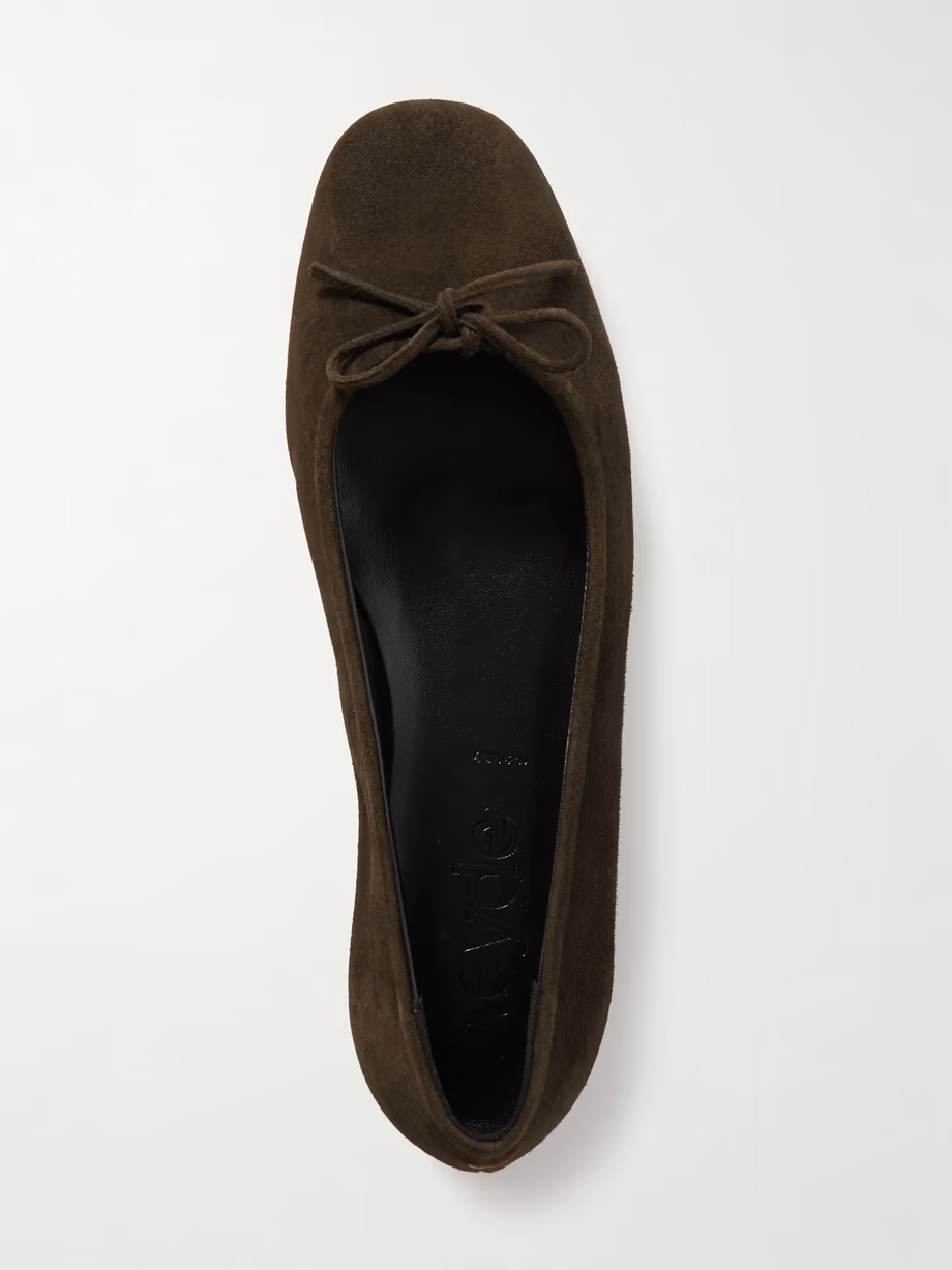 Delfina bow-detailed suede ballet flats Delfina bow-detailed suede ballet flats