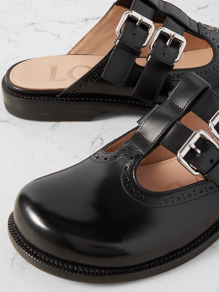 Campo buckled leather mules Campo buckled leather mules