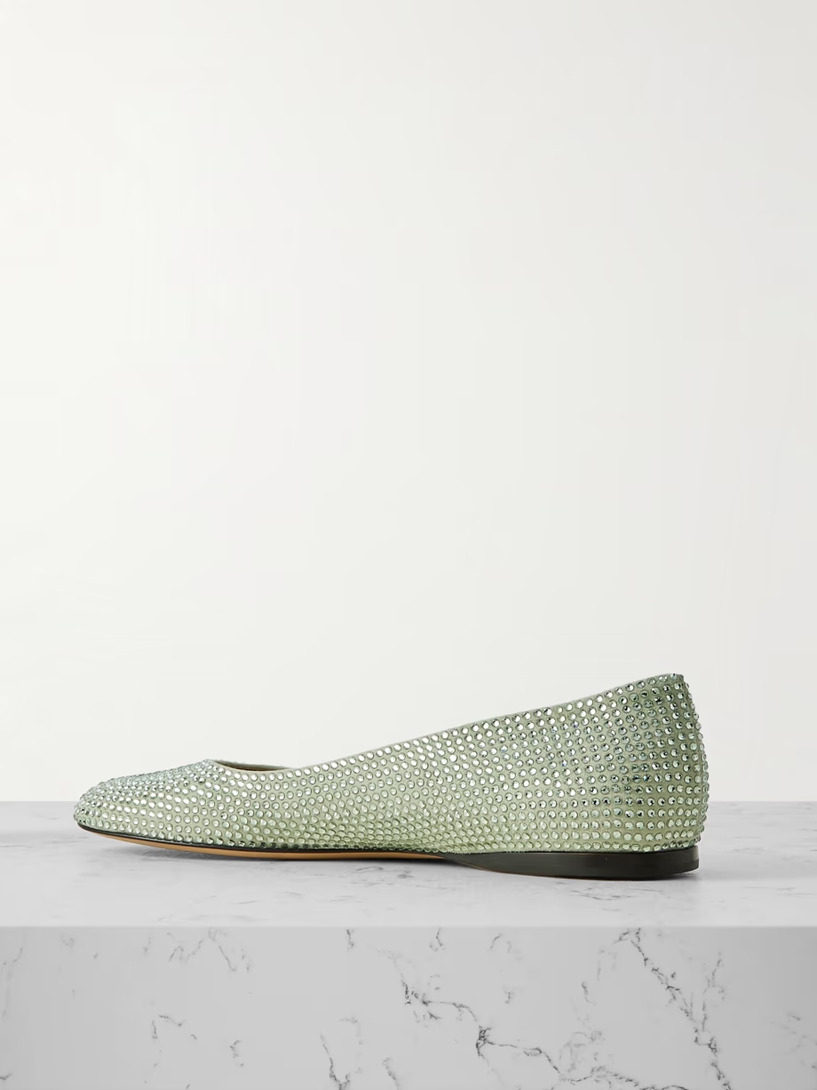 Crystal-embellished suede ballet flats Crystal-embellished suede ballet flats