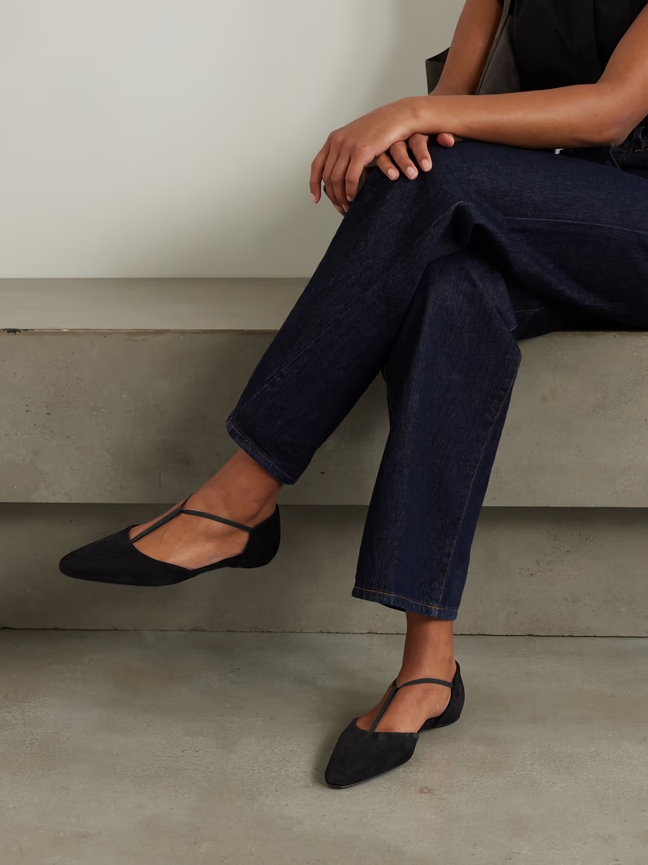 + NET SUSTAIN The T-strap suede point-toe flats + NET SUSTAIN The T-strap suede point-toe flats