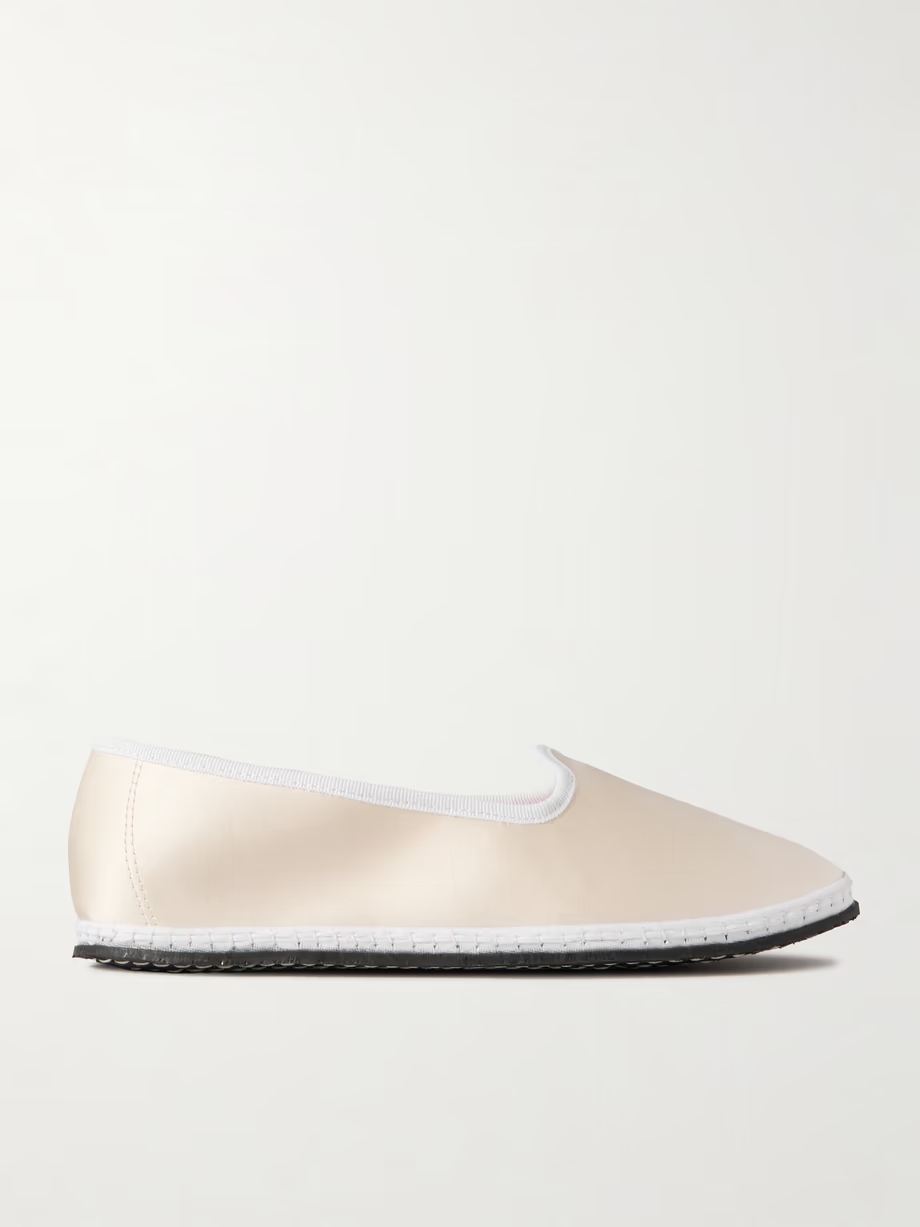 Grosgrain-trimmed satin ballet flats Grosgrain-trimmed satin ballet flats