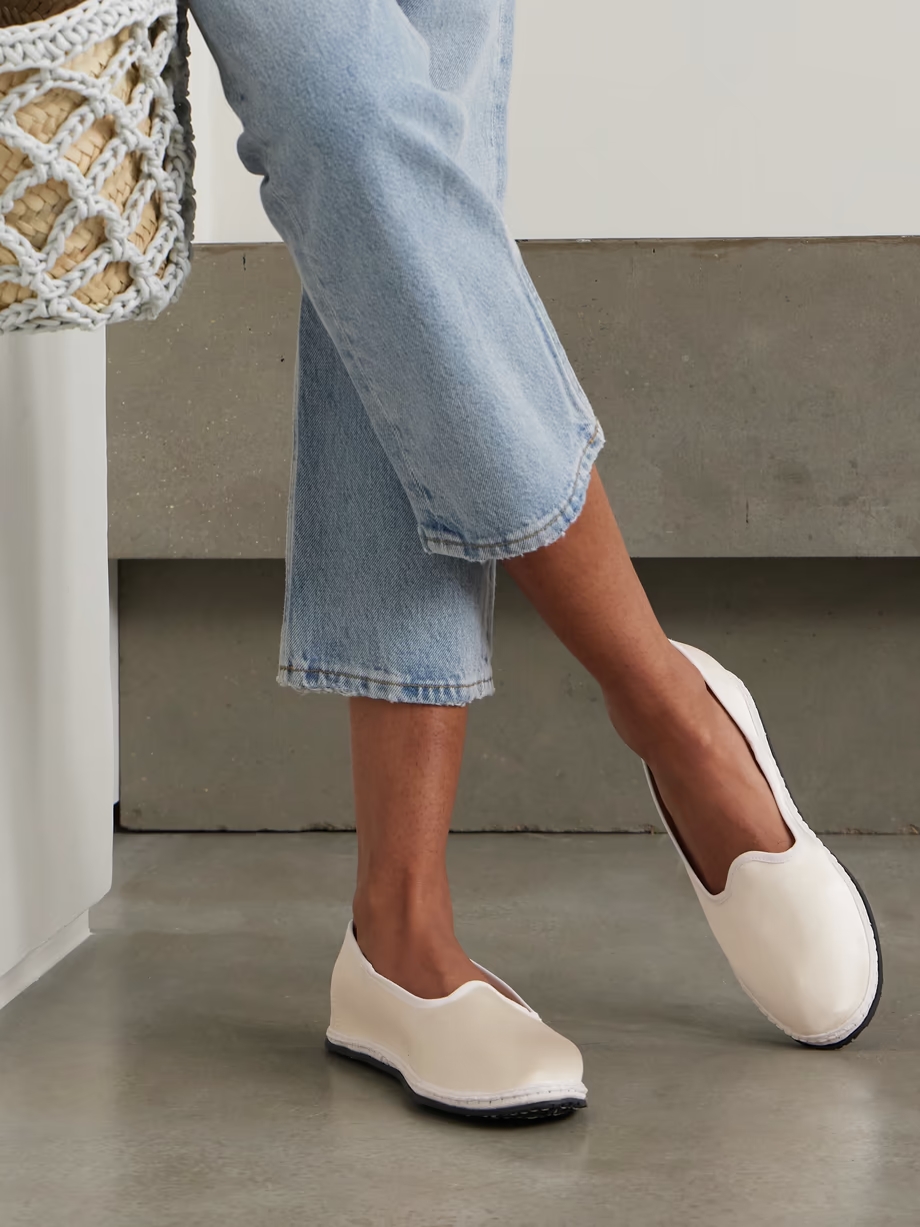 Grosgrain-trimmed satin ballet flats Grosgrain-trimmed satin ballet flats