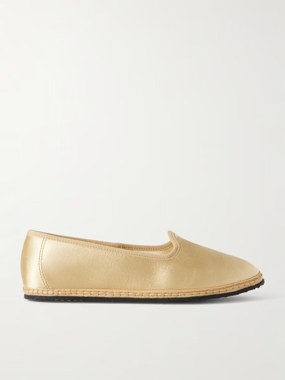 Grosgrain-trimmed satin ballet flats Grosgrain-trimmed satin ballet flats